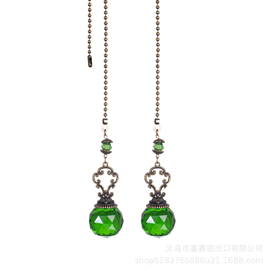Wholesale Vintage Faceted Ball Green Bronze Bead Chain Sun Catcher Pendant